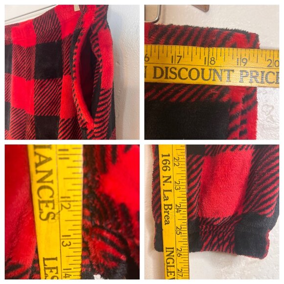 Joyspun Women's Plush Hoodie and Joggers Pajama Set 2-Piece XL Fleece Red/Black - Picture 6 of 16